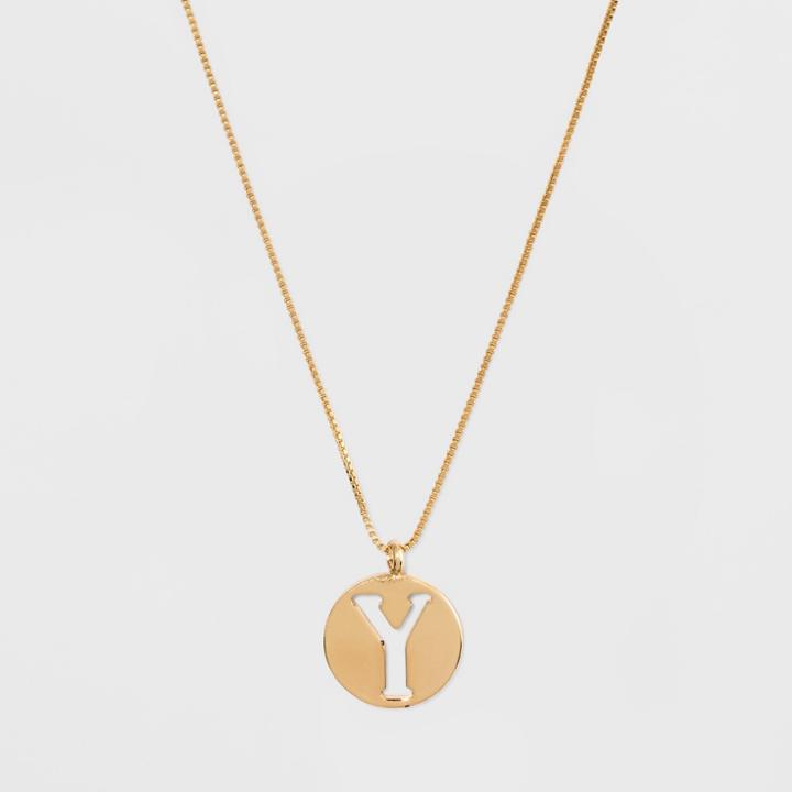 Gold Plated Initial Y Pendant Necklace - A New Day Gold, Gold - Y
