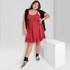 Women's Plus Size Sleeveless Waffle Knit Babydoll Dress - Wild Fable Red