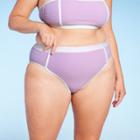 Kona Sol Women's Plus Size Terry Textured Solid High Waist Bikini Bottom - Kona