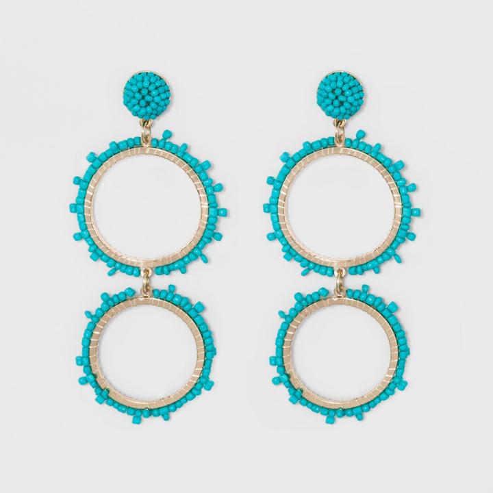 Sugarfix By Baublebar Beaded Double Hoop Earrings - Blue, Girl's,