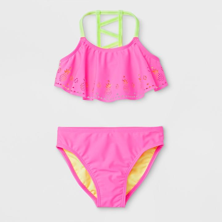 Freestyle Swim Freestyle Girls' Pineapple Laser Cut Bikini