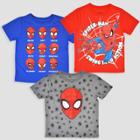 Toddler Boys' 3pk Marvel Spider-man Short Sleeve T-shirt - Blue/red/gray 18m,