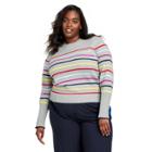 Women's Plus Size Striped Crewneck Sweater - La Ligne X Target Gray/red/blue