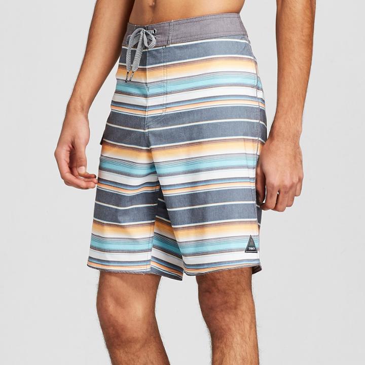 Trinity Collective Men's Striped 8.5 Serape Scallop Board Shorts - Trinity Navy