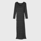 Striped Long Sleeve Fitted Maternity Dress - Isabel Maternity By Ingrid & Isabel White/black