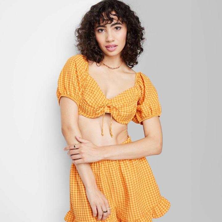 Women's Bra Top - Wild Fable Orange Gingham
