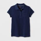 Girls' Adaptive Short Sleeve Uniform Polo Shirt - Cat & Jack Navy