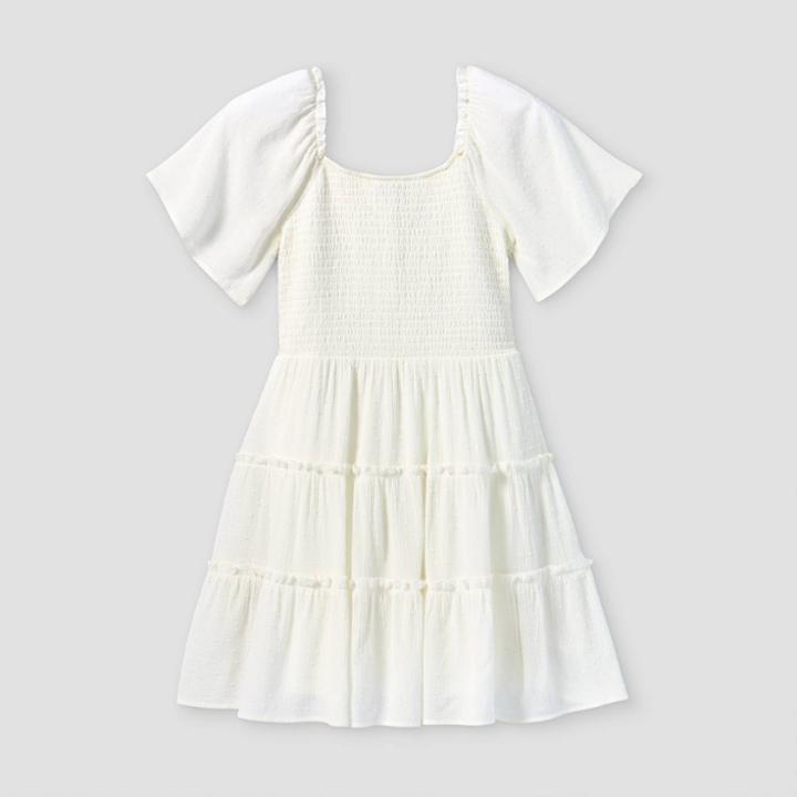 Girls' Flutter Sleeve Dress - Art Class White