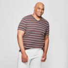 Men's Big & Tall Striped Standard Fit Short Sleeve V-neck T-shirt - Goodfellow & Co Charcoal
