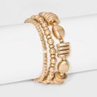 3 Row Multi-shape Worn Gold Stretch Bracelet Set - Universal Thread Gold