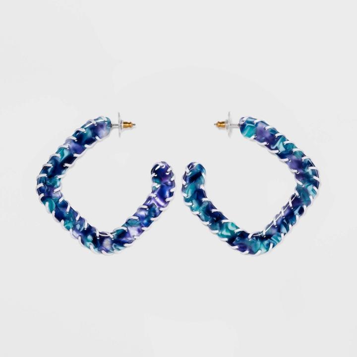 Sugarfix By Baublebar Geometric Beaded Hoop Earrings - Blue, Women's
