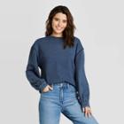 Women's Puff Sleeve Crewneck Sweatshirt - Universal Thread Blue