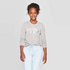 Umbro Girls' Crossover Back Graphic Long Sleeve T-shirt - Heather Gray Xs, Girl's, Grey Grey