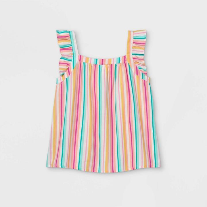 Girls' Printed Flutter Sleeve Woven Top - Cat & Jack
