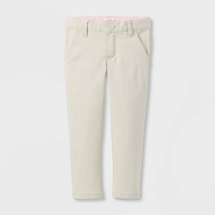 Toddler Girls' Skinny Slim Fit Uniform Chino Pants - Cat & Jack Light Khaki