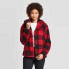 Women's Plaid Long Sleeve Shirt Jacket - Knox Rose Red