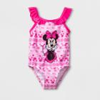 Disney Baby Girls' Mickey Mouse & Friends Minnie Mouse One Piece Swimsuit - Pink