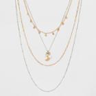Target Multi Row Mixed Chain With Star And Moon Charm Necklace,