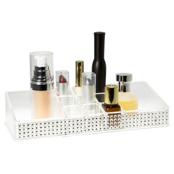 11 Section Cosmetic And Jewelry Holder Pave Diamond Design Clear - Laura Ashley, Adult Unisex