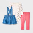 Baby Girls' Denim Skirtall Set - Cat & Jack Cream Newborn, Ivory/blue