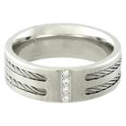 Target Men's Stainless Steel And Cubic Zirconia Men's Cable Ring - Silver