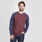 Men's Standard Fit Raglan Long Sleeve Henley Jersey T-shirt - Goodfellow & Co Pomagranate