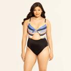 Women's Slimming Control Tie Front Cut Out One Piece Swimsuit - Beach Betty By Miracle Brands Navy