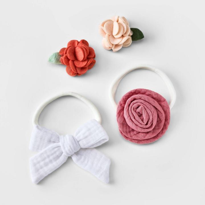Baby Girls' 4pc Headwrap And Clip Set - Cloud Island , Blue