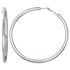 Distributed By Target Women's Polished Paddleback Hoop Earrings In Silver Plate - Gray