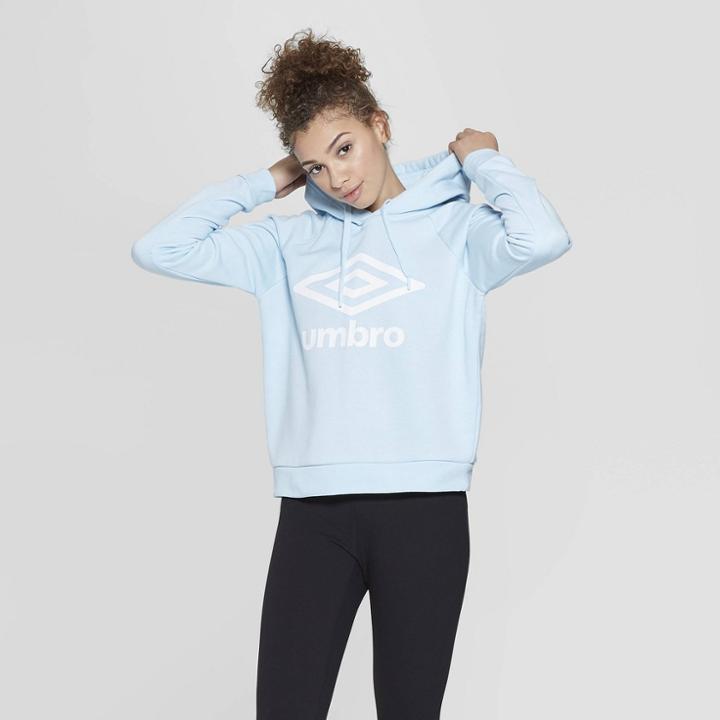 Umbro Women's Cropped Logo Hoodie Crystal Blue