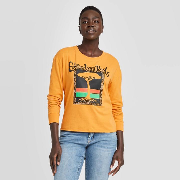 Fifth Sun Women's Embrace Your Roots Long Sleeve T-shirt - Dark Gold S, Women's,