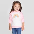 Toddler Girls' Rainbow Long Sleeve Sweatshirt - Cat & Jack Cream/pink 18m, Toddler Girl's, White