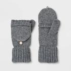 Women's Knit Flip Top Mitten - A New Day Heather Gray One Size, Grey Gray
