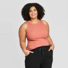 Women's Plus Size Scoop Neck Weekend Tank Top - A New Day Coral 1x, Women's, Size: