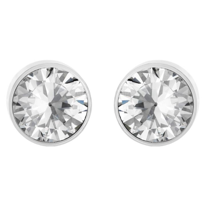 West Coast Jewelry Women's Bezeled Set Cubic Zirconia Stud Stainless Steel Earrings (8mm) - Silver, Clear