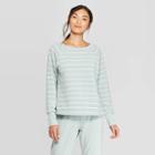 Women's Striped Beautifully Soft Fleece Lounge Sweatshirt - Stars Above Mint Green Xxl, Women's, Green Green