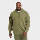 Men's Big & Tall Cotton Fleece Full Zip Hoodie - All In Motion Olive