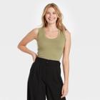 Women's Slim Fit Tank Top - A New Day Olive