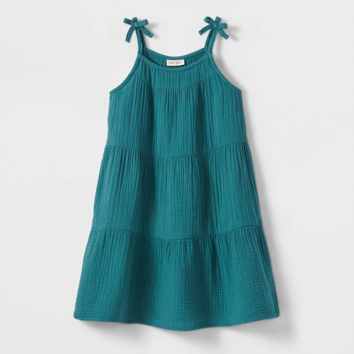 Girls' Sleeveless Tiered Dress - Cat & Jack Dusty Green