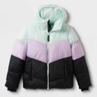 Girls' Colorblock Short Puffer Jacket - All In Motion