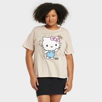 Women's Plus Size Hello Kitty Short Sleeve Graphic T-shirt - Brown