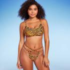 Women's Scoop Bralette Bikini Top - Wild Fable Orange & Black Animal Print D/dd Cup