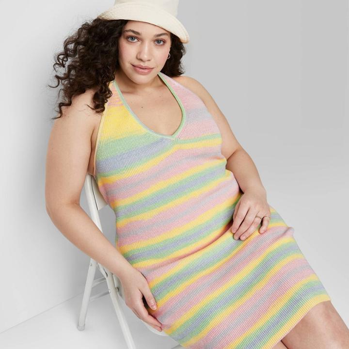 Women's Plus Size Sleeveless Sweater Knit Dress - Wild Fable Rainbow