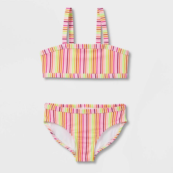 Girls' 'happy Stripes' Striped 2pc Bikini Set - Cat & Jack