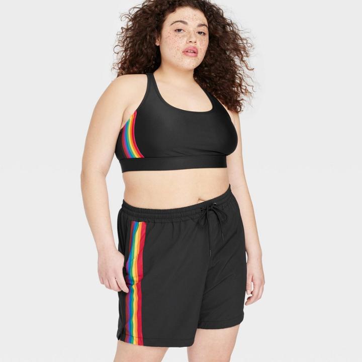 Humankind X Target Pride Adult Plus Size Humankind Swim Trunks - Black Rainbow