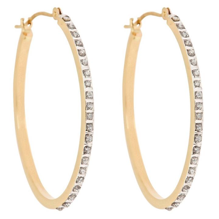 Distributed By Target Oval Sterling Silver Earrings With Diamond Accents - Yellow, Women's,