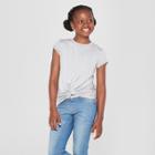 Girls' Tie Front Knit T-shirt - Art Class Gray