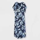 Floral Print Kimono Short Sleeve Knit Maternity Dress - Isabel Maternity By Ingrid & Isabel Blue