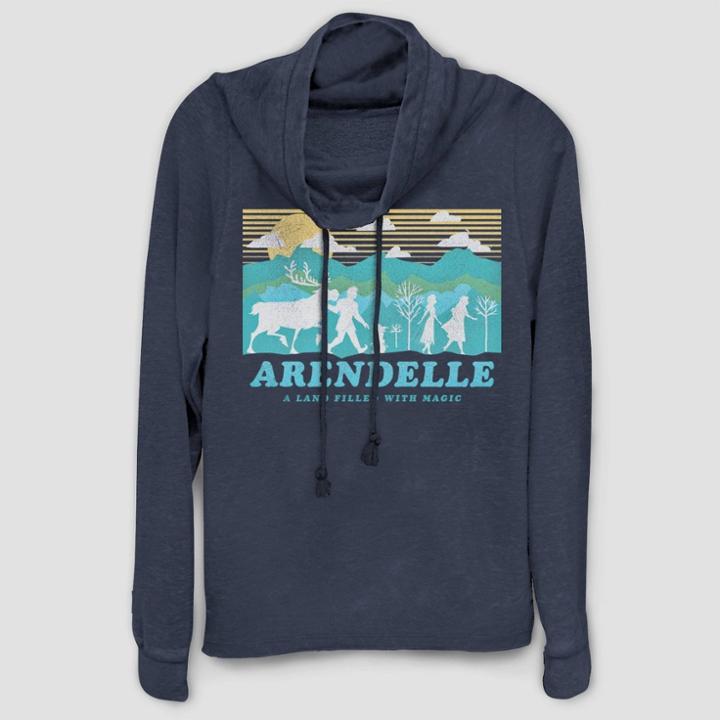 Women's Disney Frozen Arendelle Cowl Neck Long Sleeve T-shirt (juniors') - Navy Xs, Women's, Blue
