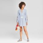 Women's Striped Embroidered Sleeve Dress - Lots Of Love By Speechless (juniors') Blue/white